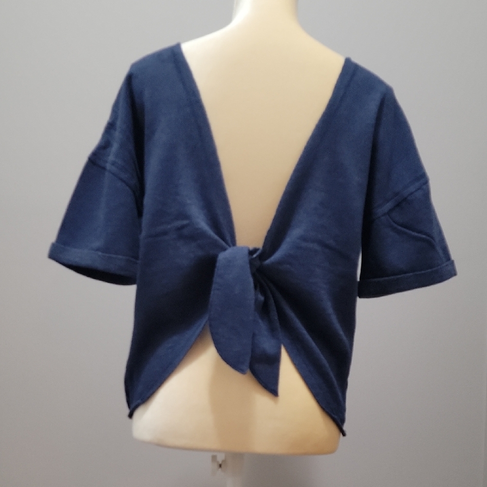 Victoria's Secret Tie Back Sweatshirt Navy Sz. M
